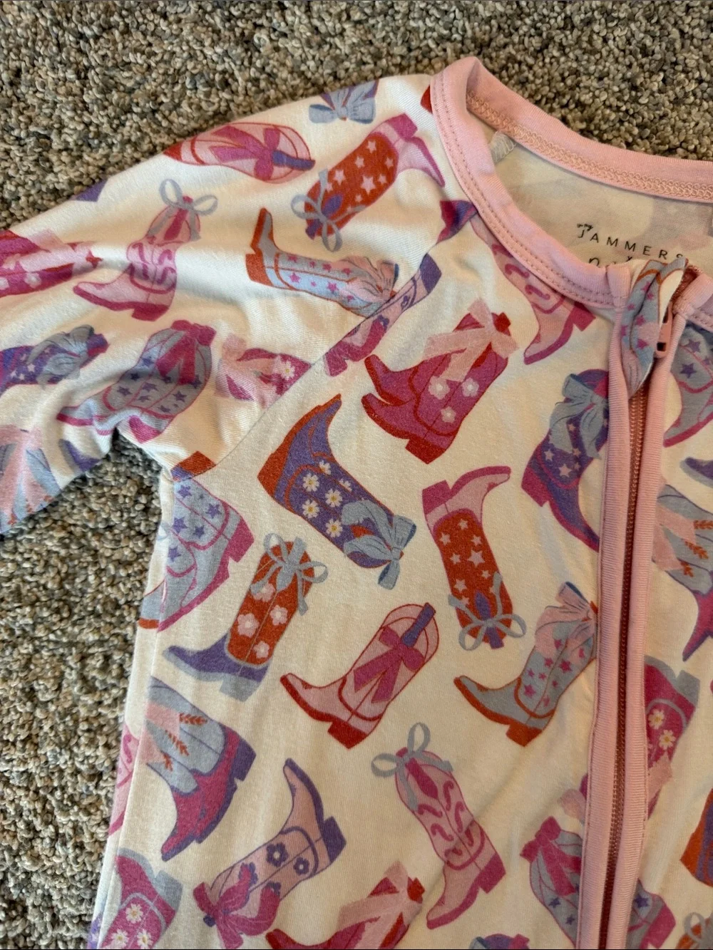 Girls 2T In My Jammers Boot Print Zip Front Footed Pajamas